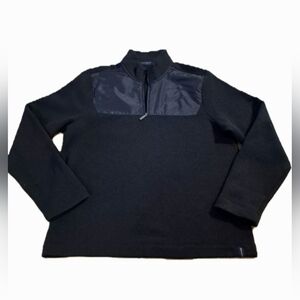 Perry Ellis Navy Bluish Black Quarter-Zip Up Fleece Sweater Men's Size Large